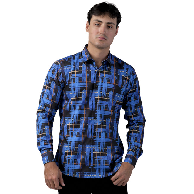 Foto 1 | Camisa Benzini Para Caballero Azul Ls5050-royal