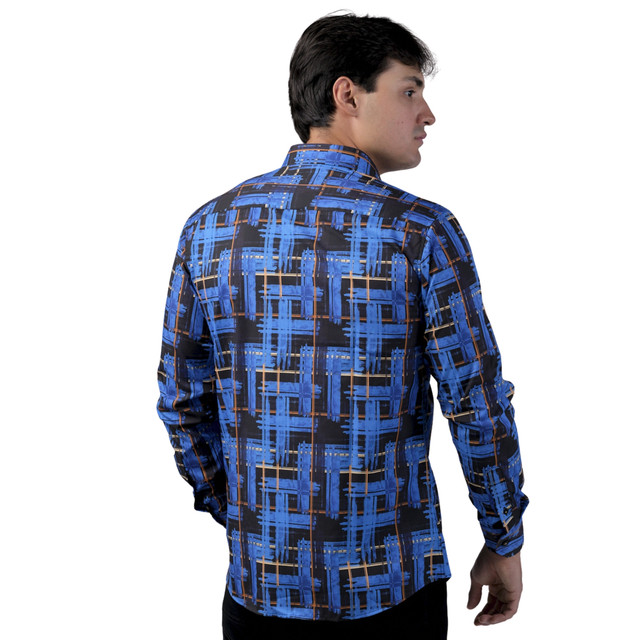 Foto 4 pulgar | Camisa Benzini Para Caballero Azul Ls5050-royal