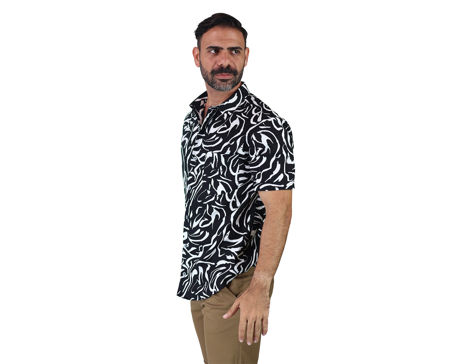 Foto 4 pulgar | Camisa Estilo Hawaiano De Manga Corta Marca Rams Cottons Modelo Bali Con Estampado De Hojas