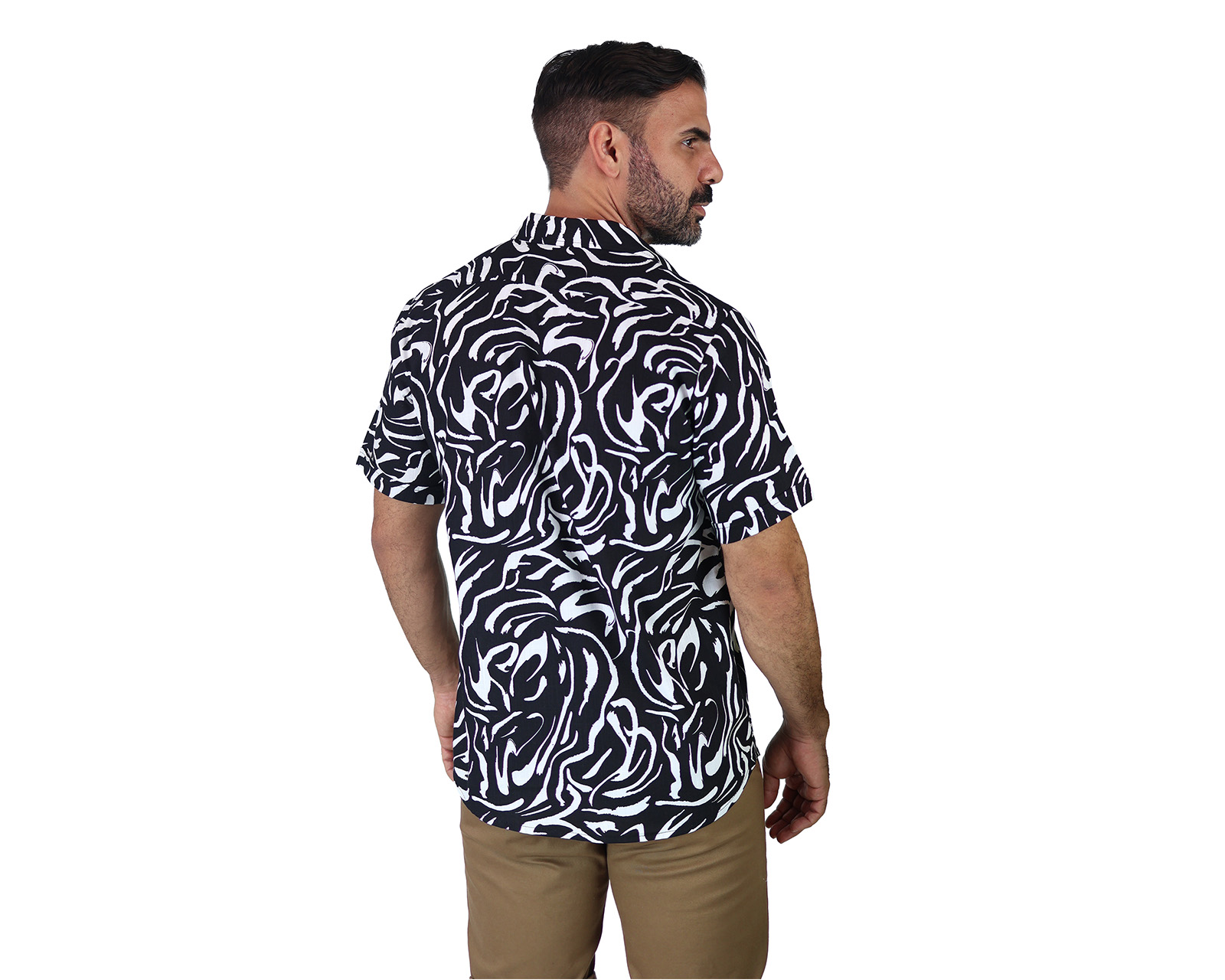 Foto 5 pulgar | Camisa Estilo Hawaiano De Manga Corta Marca Rams Cottons Modelo Bali Con Estampado De Hojas