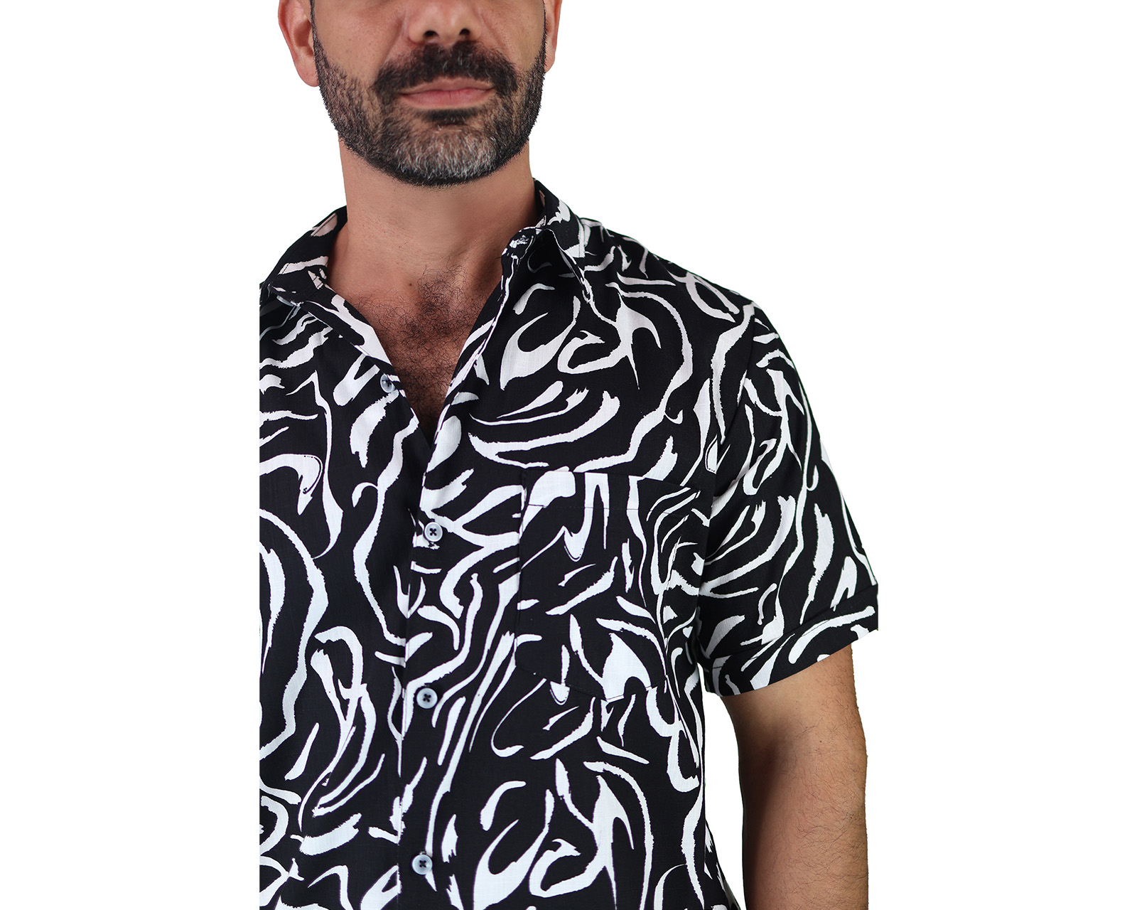 Foto 6 pulgar | Camisa Estilo Hawaiano De Manga Corta Marca Rams Cottons Modelo Bali Con Estampado De Hojas