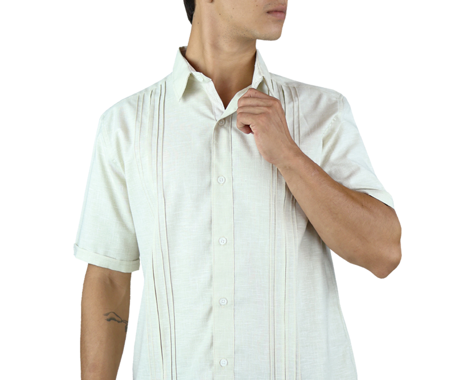 Foto 3 pulgar | Camisa Tipo Guayabera Para Hombre Modelo Digan Color Arena Corte Regular Y Apariencia De Lino