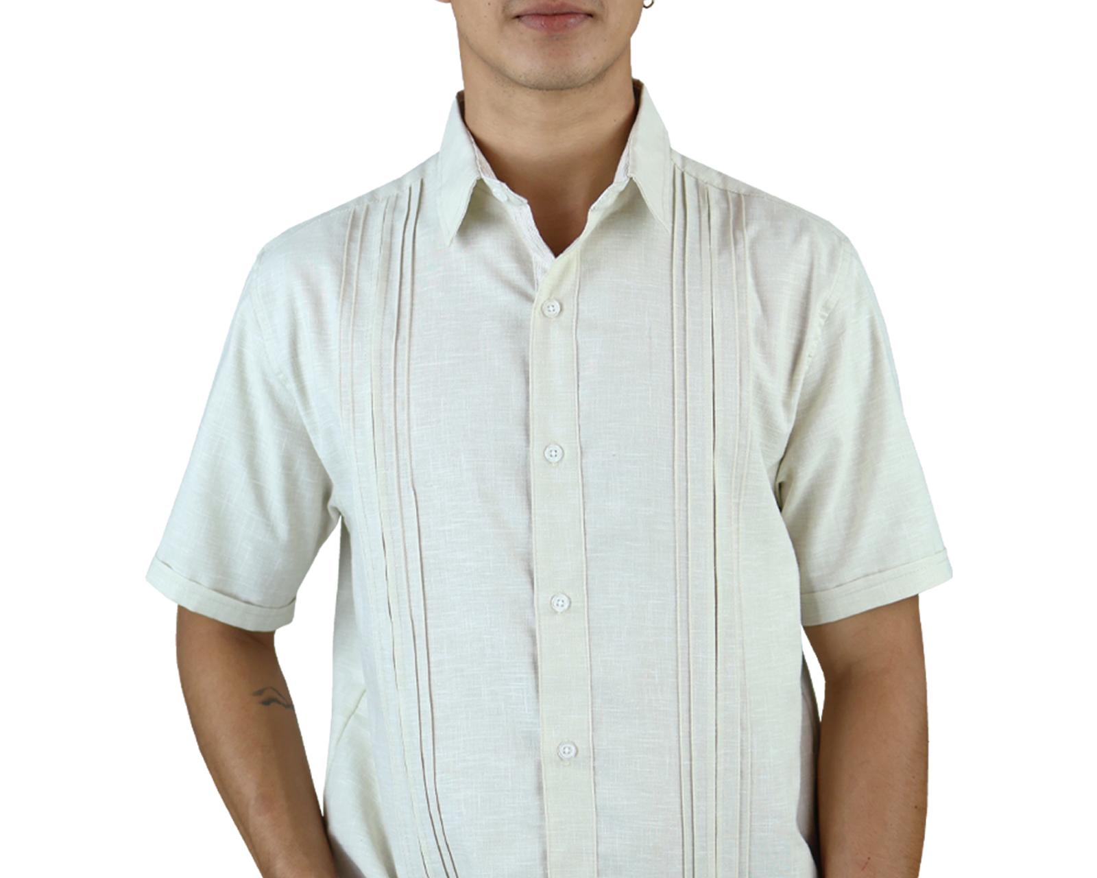 Foto 4 pulgar | Camisa Tipo Guayabera Para Hombre Modelo Digan Color Arena Corte Regular Y Apariencia De Lino