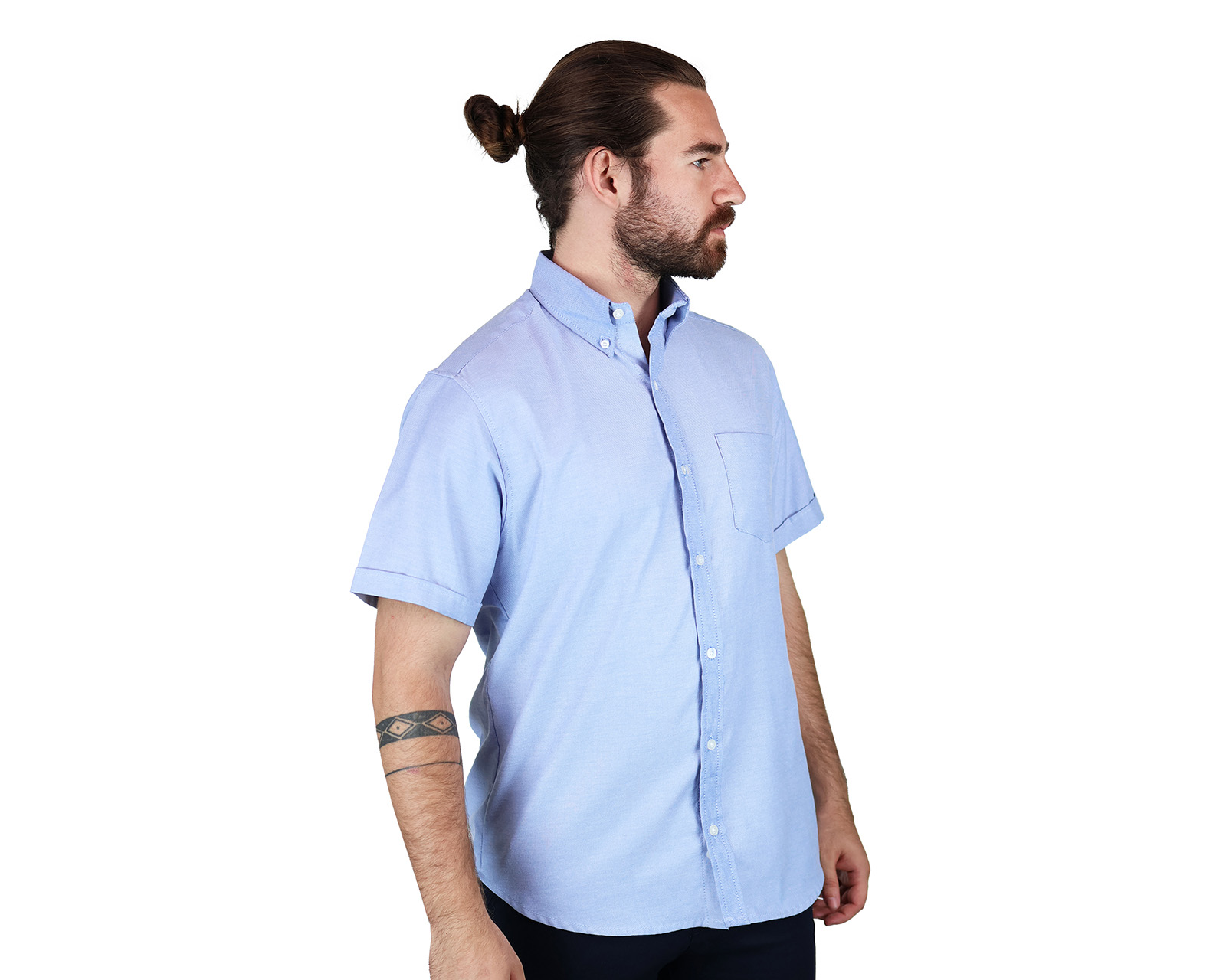 Foto 3 pulgar | Camisa Para Caballero De Manga Corta Marca Rams Cottons  Modelo Oxford Color Azul De Corte Regular