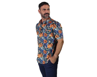 Foto 2 | Camisa Estilo Hawaiano De Manga Corta Marca Rams Cottons Modelo Bali Con Estampado De Flores
