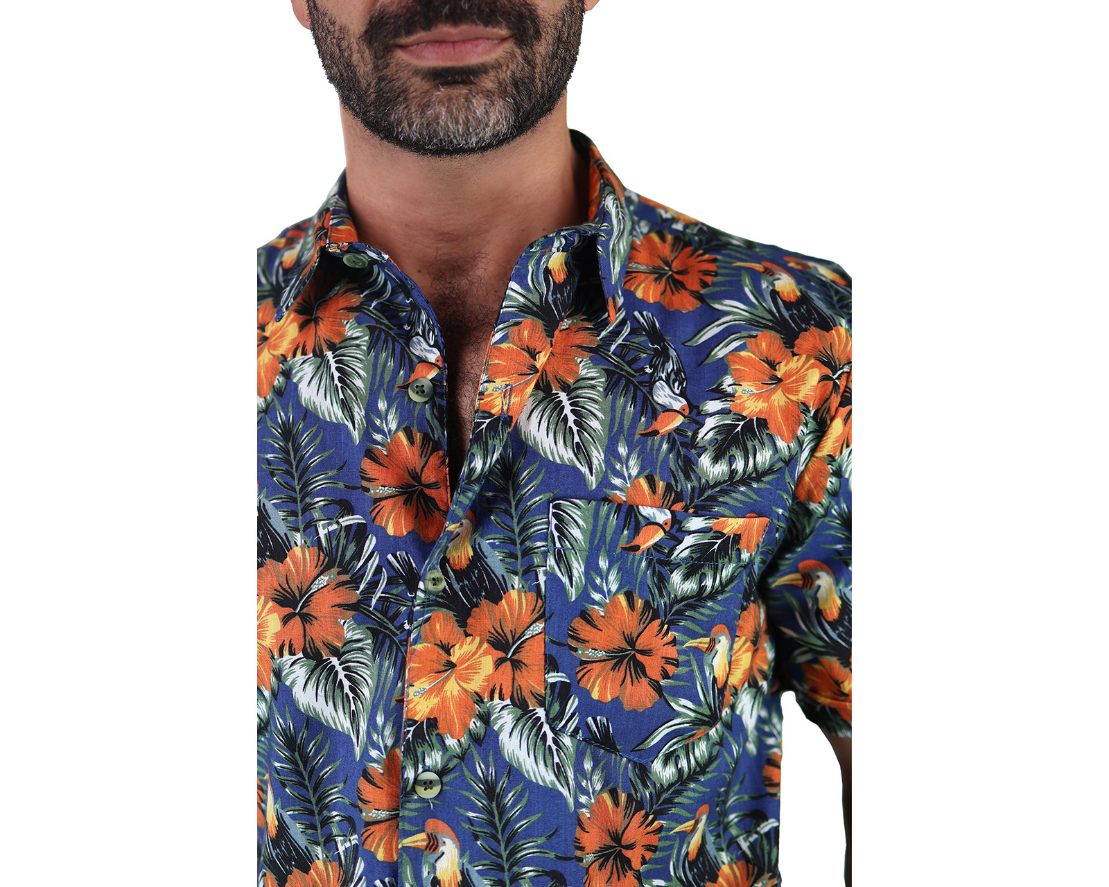 Foto 5 pulgar | Camisa Estilo Hawaiano De Manga Corta Marca Rams Cottons Modelo Bali Con Estampado De Flores