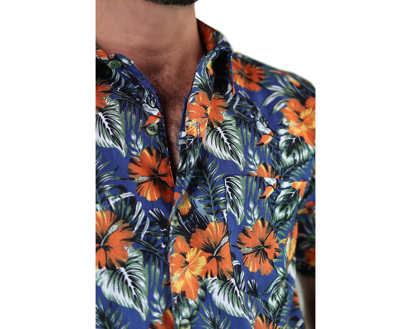 Foto 6 pulgar | Camisa Estilo Hawaiano De Manga Corta Marca Rams Cottons Modelo Bali Con Estampado De Flores