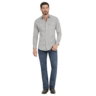 Foto 4 | Camisa Vaquera Hombre Wrangler Slim Fit Manga Larga 433 Beige