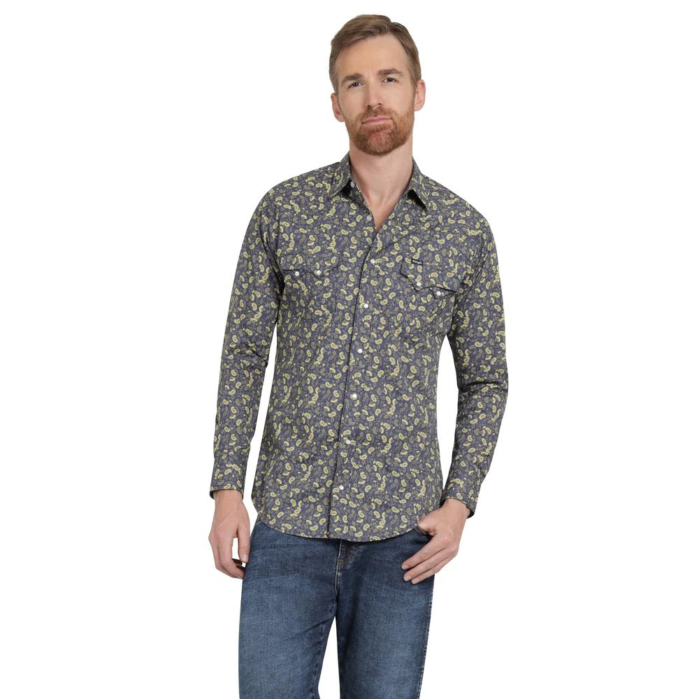 Camisa Vaquera Hombre Wrangler Slim Fit Manga Larga 385 Azul Marino