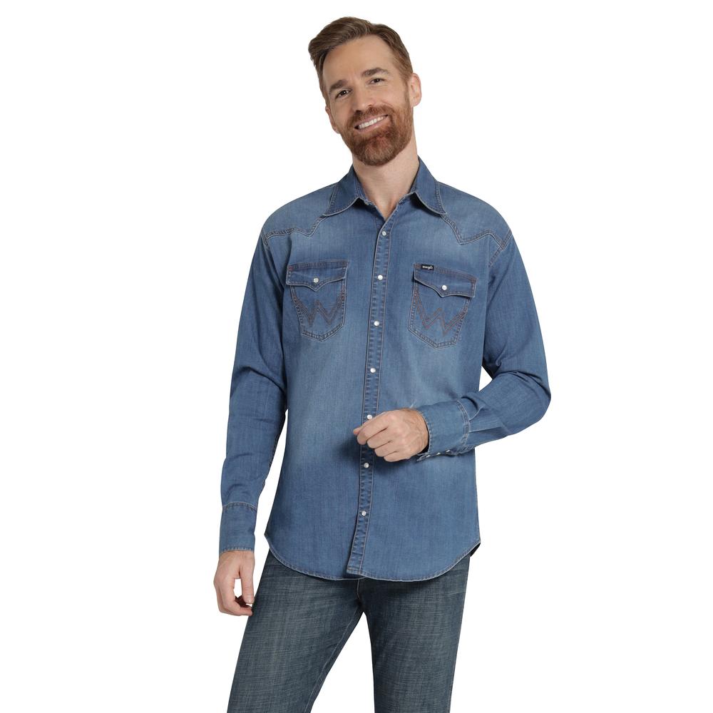 Camisa Vaquera Hombre Wrangler Regular Fit Manga Larga 930 Azul