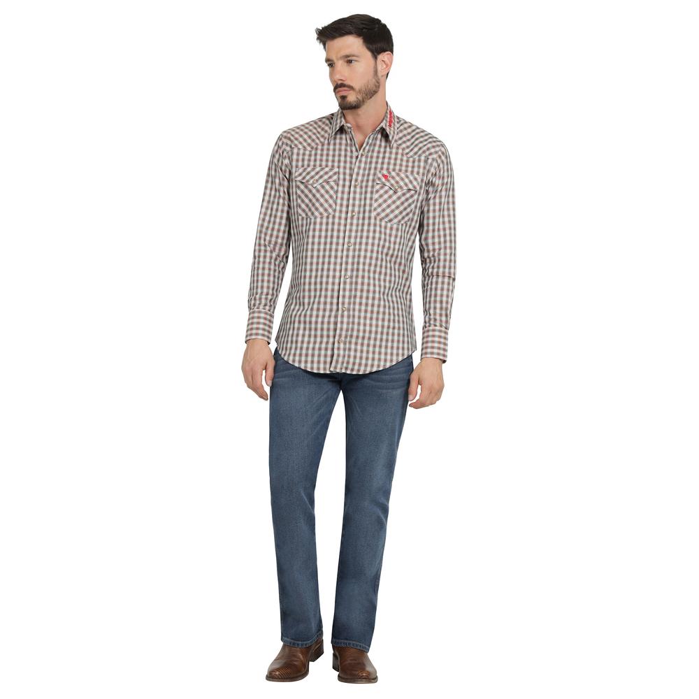 Foto 5 pulgar | Camisa Vaquera Hombre Wrangler Regular Fit Manga Larga 380 Cafe