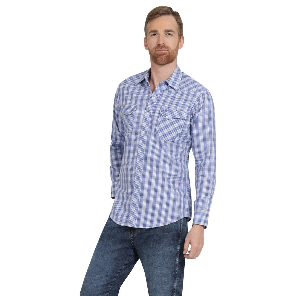 Foto 2 | Camisa Vaquera Hombre Wrangler Slim Fit Manga Larga 448 Azul