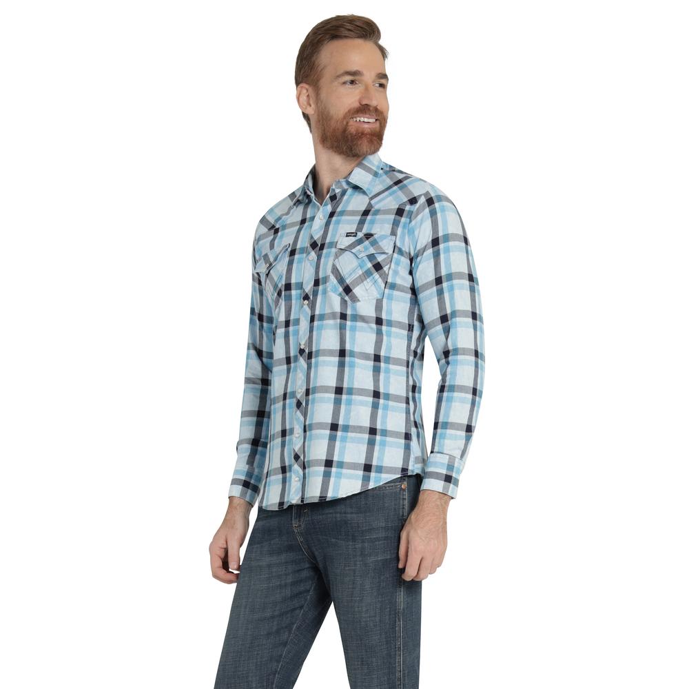 Foto 2 | Camisa Vaquera Hombre Wrangler Slim Fit Manga Larga 442 Azul Cielo