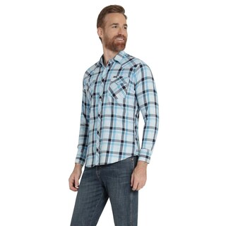 Foto 2 | Camisa Vaquera Hombre Wrangler Slim Fit Manga Larga 442 Azul Cielo