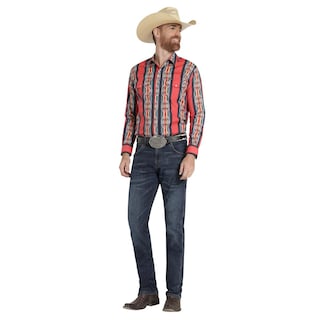 Foto 4 | Camisa Vaquera Hombre Wrangler Regular Fit Manga Larga 363 Rojo