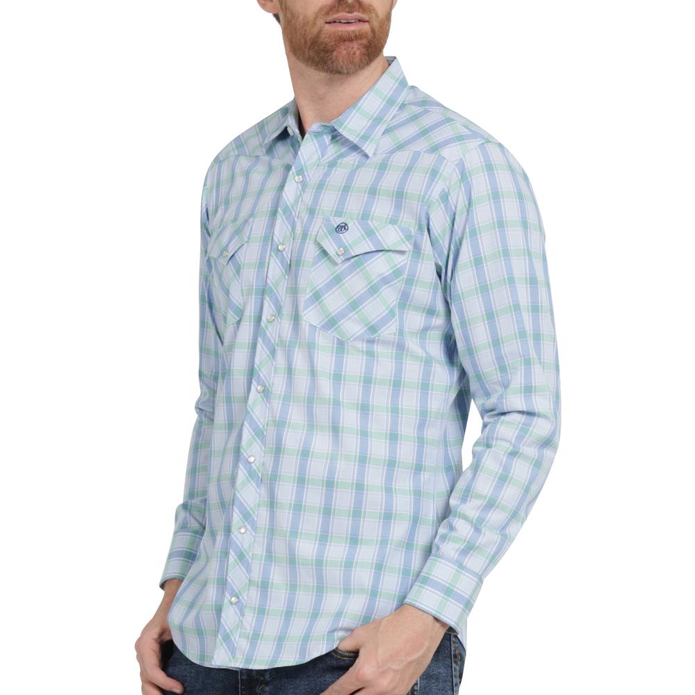 Foto 5 | Camisa Vaquera Hombre Wrangler Slim Fit Manga Larga 449 Azul Cielo