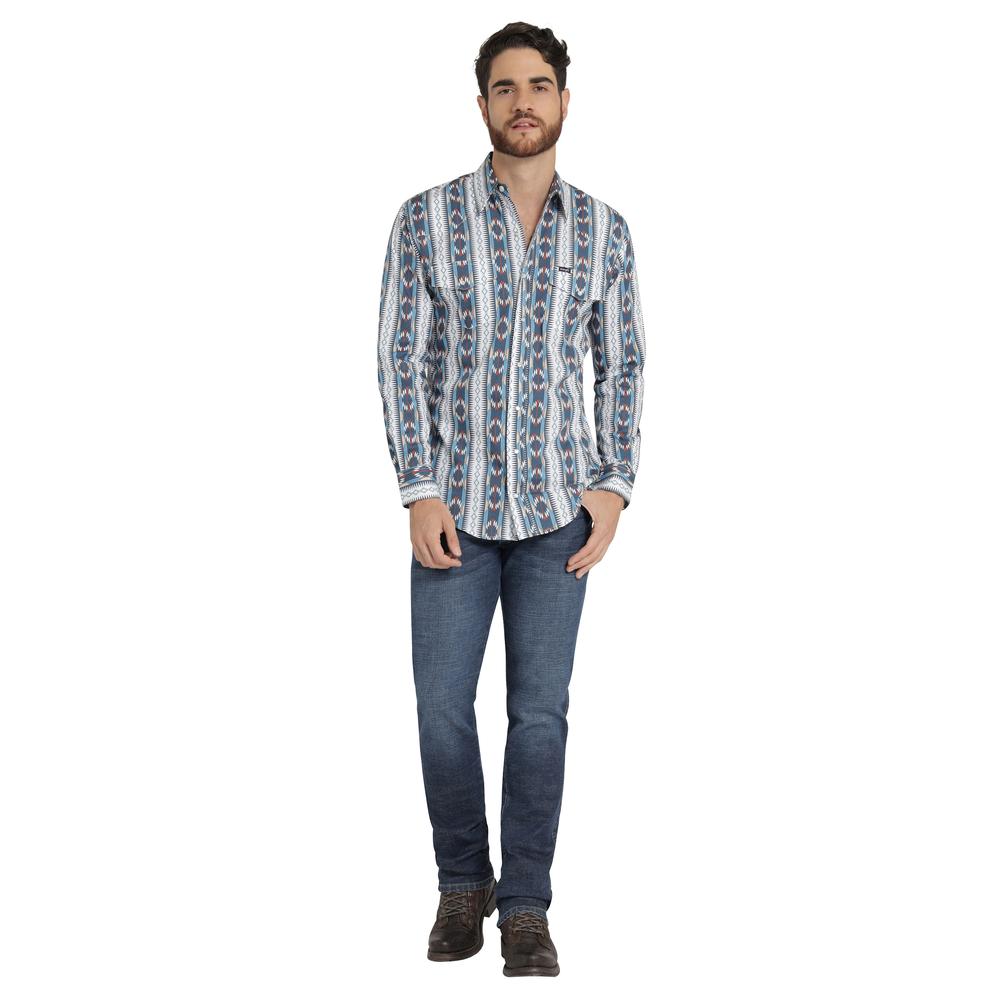 Foto 4 | Camisa Vaquera Hombre Wrangler Regular Fit Manga Larga 369 Azul