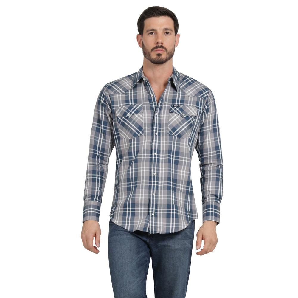 Camisa Vaquera Hombre Wrangler Regular Fit Manga Larga 301 Gris