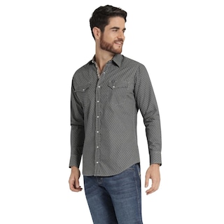 Foto 2 | Camisa Vaquera Hombre Wrangler Slim Fit Manga Larga 420 Cafe