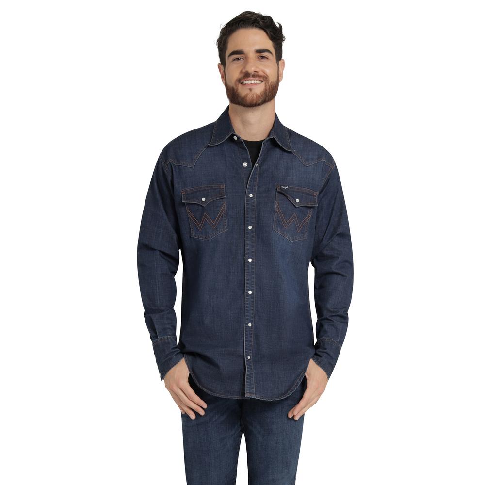 Camisa Vaquera Hombre Wrangler Regular Fit Manga Larga 376 Azul