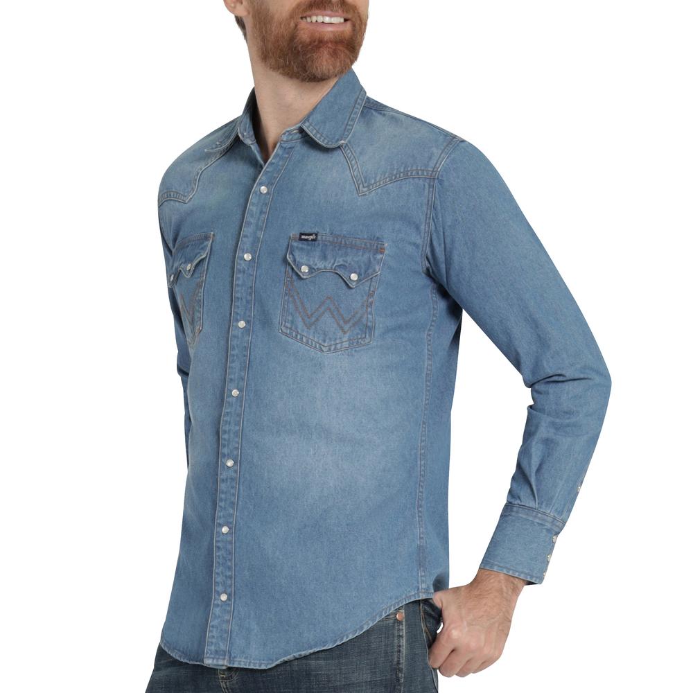 Foto 6 pulgar | Camisa Vaquera Hombre Wrangler Regular Fit Manga Larga 377 Azul