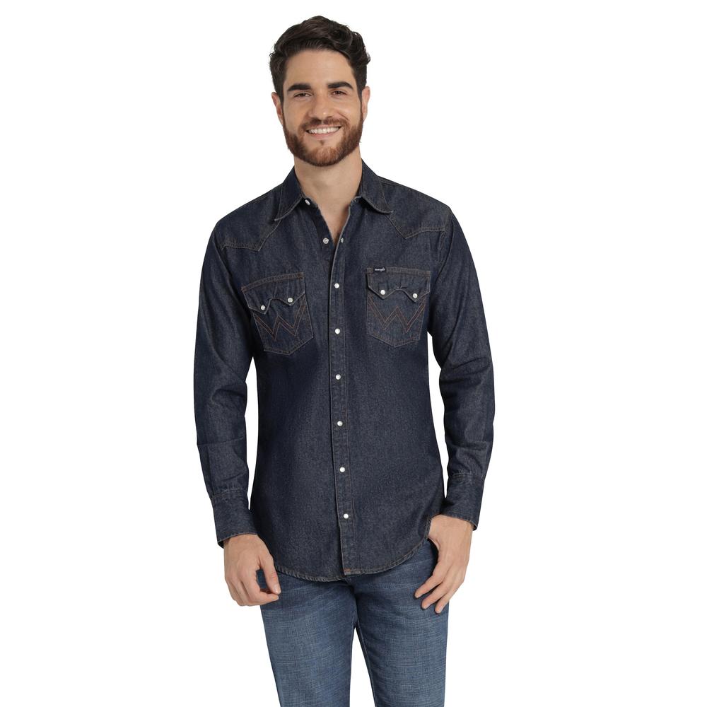 Foto 2 pulgar | Camisa Vaquera Hombre Wrangler Regular Fit Manga Larga 929 Azul