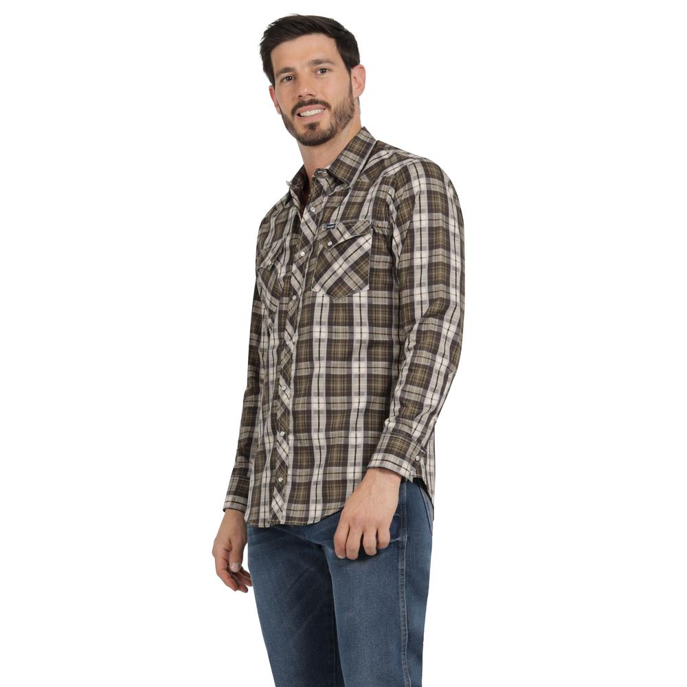 Foto 3 pulgar | Camisa Vaquera Hombre Wrangler Slim Fit Manga Larga 418 Cafe