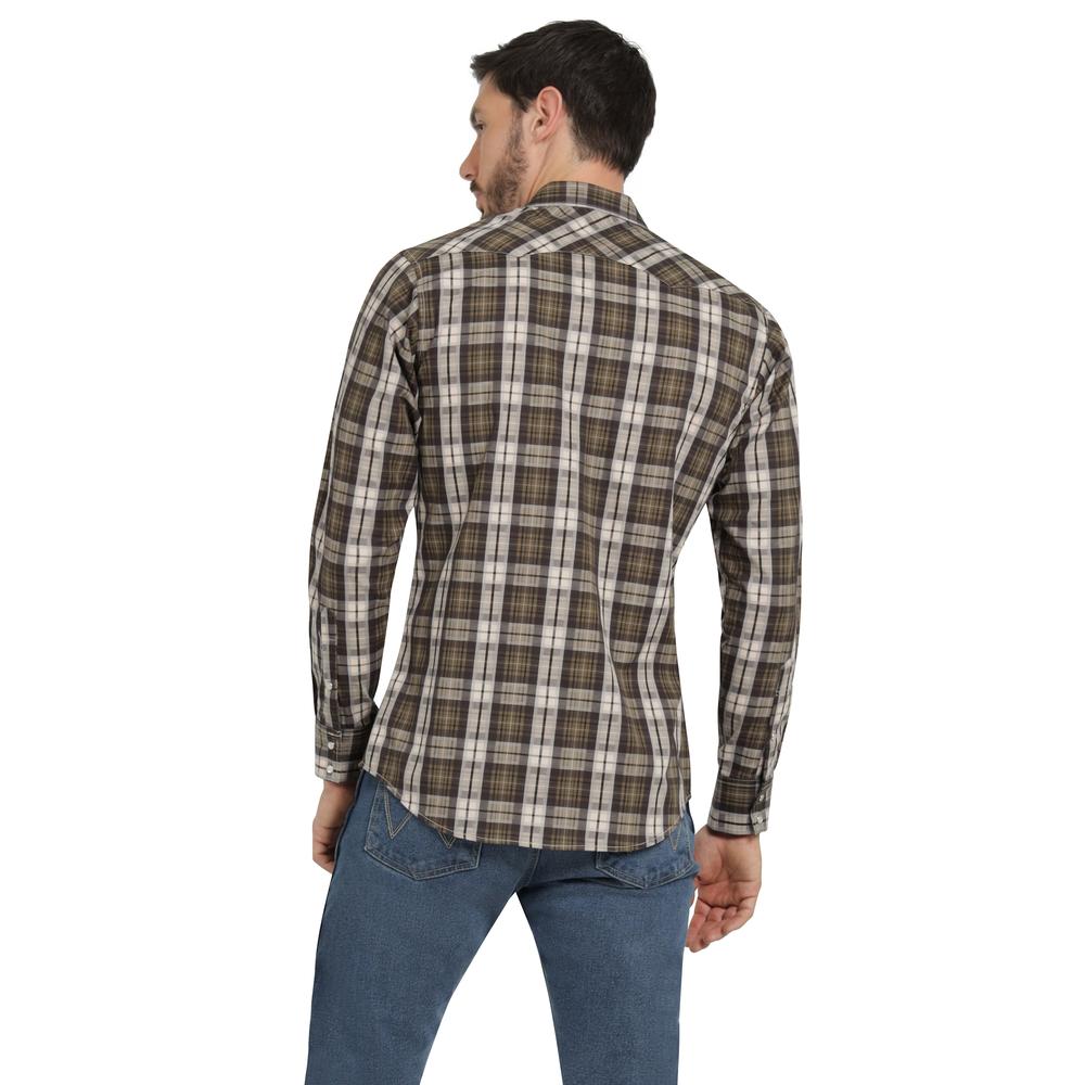 Foto 4 pulgar | Camisa Vaquera Hombre Wrangler Slim Fit Manga Larga 418 Cafe