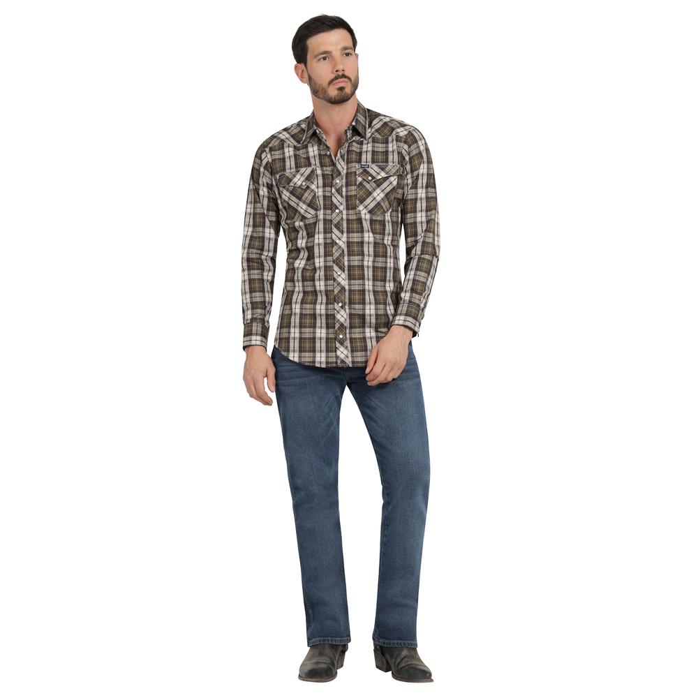 Foto 5 pulgar | Camisa Vaquera Hombre Wrangler Slim Fit Manga Larga 418 Cafe