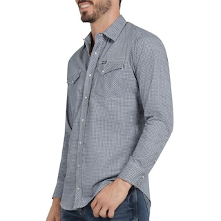 Foto 5 | Camisa Vaquera Hombre Wrangler Slim Fit Manga Larga 435 Azul Marino