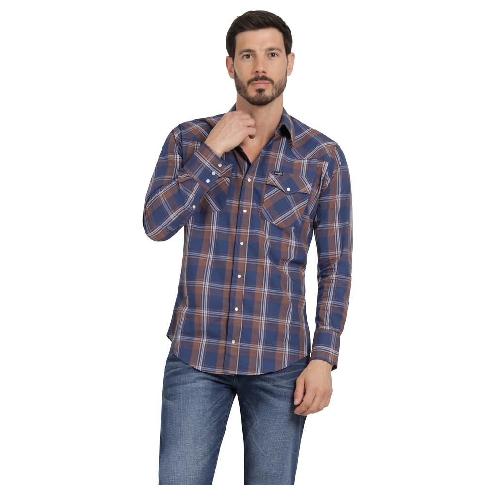 Foto 2 pulgar | Camisa Vaquera Hombre Wrangler Regular Fit Manga Larga 340 Azul