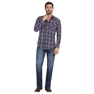 Foto 4 | Camisa Vaquera Hombre Wrangler Regular Fit Manga Larga 340 Azul