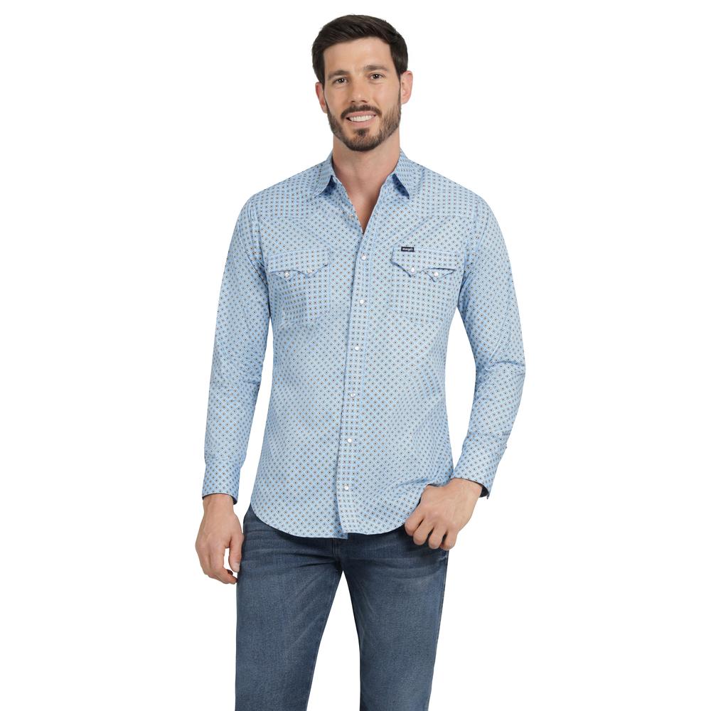 Foto 2 pulgar | Camisa Vaquera Hombre Wrangler Slim Fit Manga Larga 395 Azul