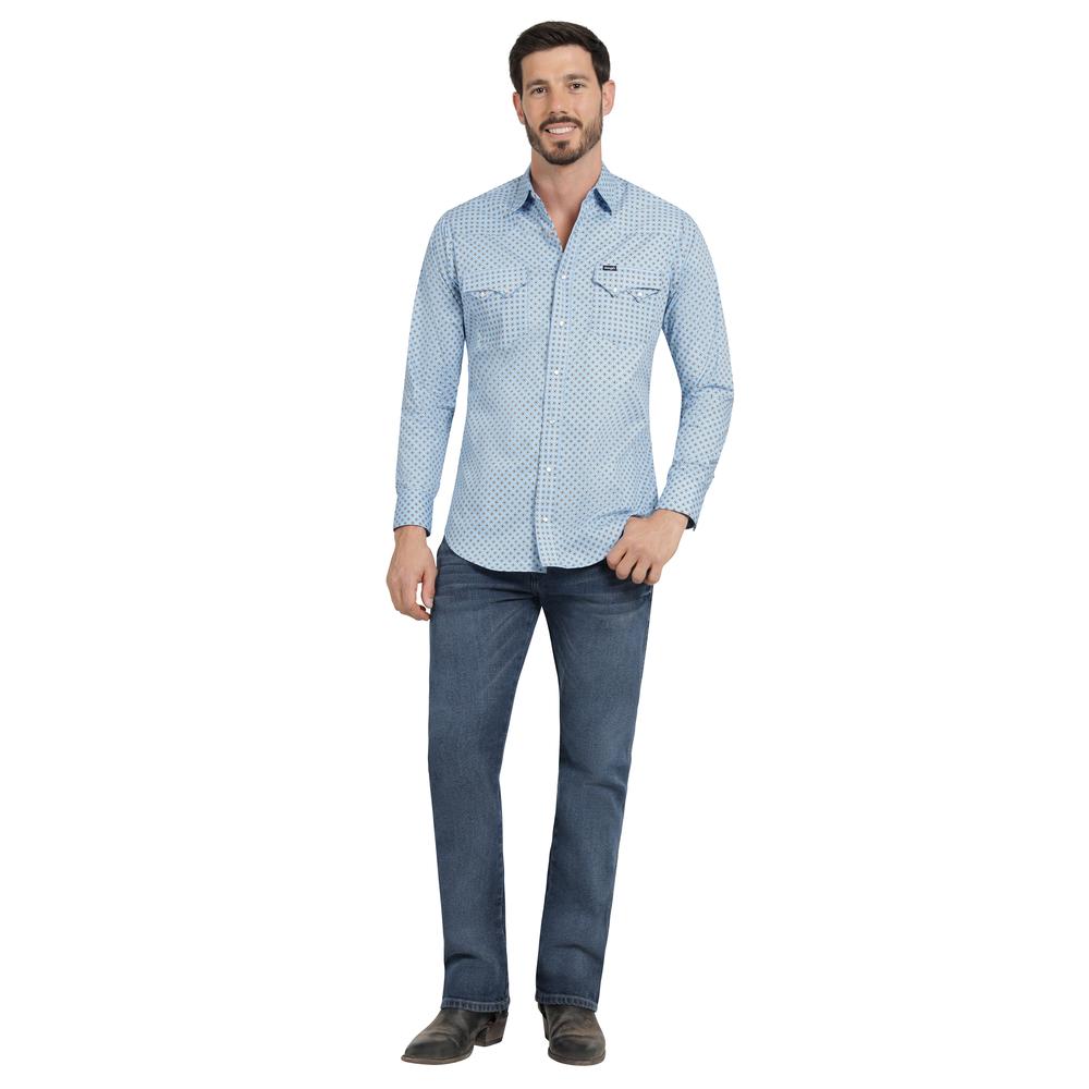 Foto 5 pulgar | Camisa Vaquera Hombre Wrangler Slim Fit Manga Larga 395 Azul