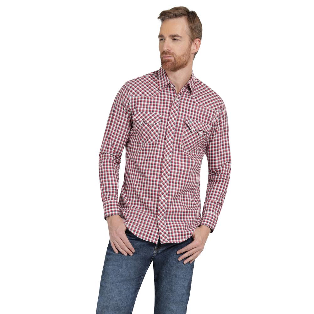 Camisa Vaquera Hombre Wrangler Slim Fit Manga Larga 428 Vino