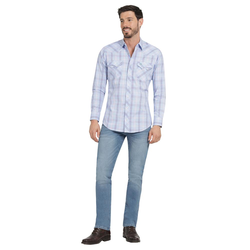 Foto 5 pulgar | Camisa Vaquera Hombre Wrangler Slim Fit Manga Larga 447 Azul Cielo