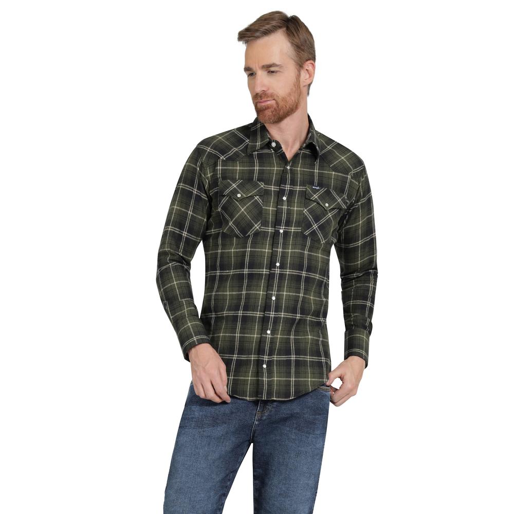 Camisa Vaquera Hombre Wrangler Regular Fit Manga Larga 354 Verde