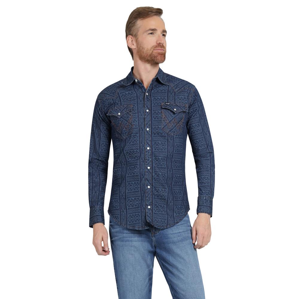 Foto 2 pulgar | Camisa Vaquera Hombre Wrangler Regular Fit Manga Larga 375 Azul