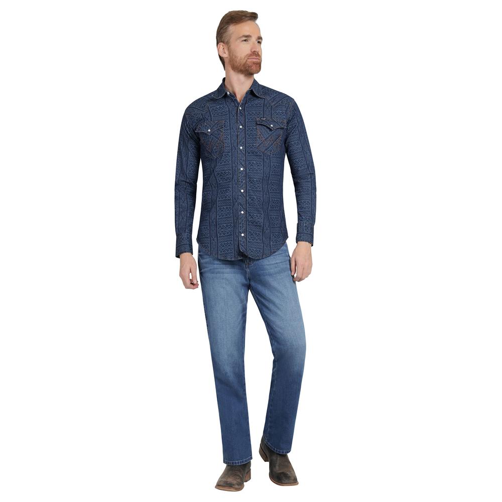 Foto 5 pulgar | Camisa Vaquera Hombre Wrangler Regular Fit Manga Larga 375 Azul