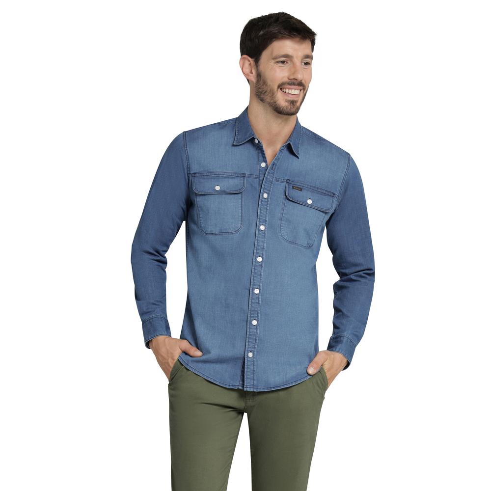 Camisa Casual Hombre Lee Slim Fit 185 Azul Marino