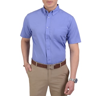 Foto 1 | Camisa Casual Manga Corta Lisa Classic Fit - Azul Francia