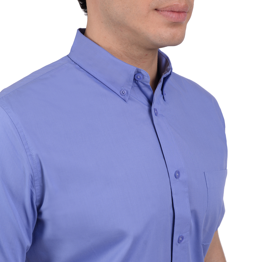 Foto 5 pulgar | Camisa Casual Manga Corta Lisa Classic Fit - Azul Francia