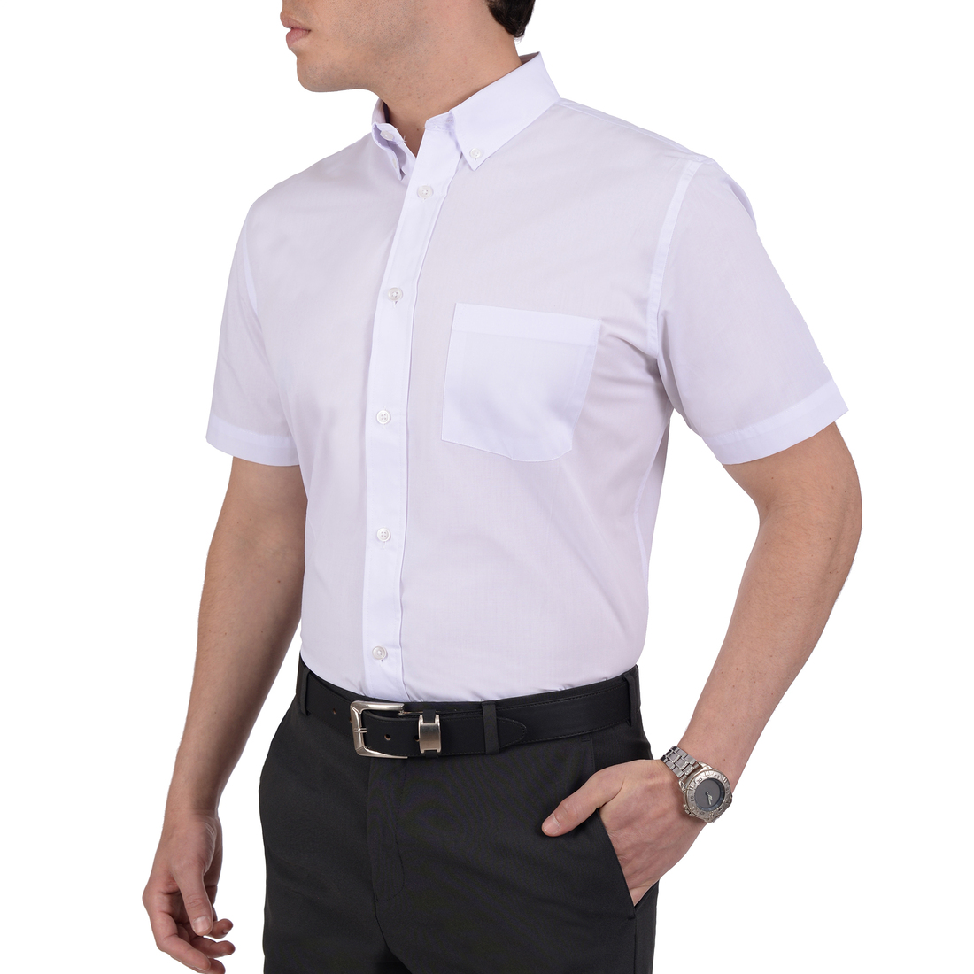 Foto 3 pulgar | Camisa Casual Manga Corta Lisa Classic Fit