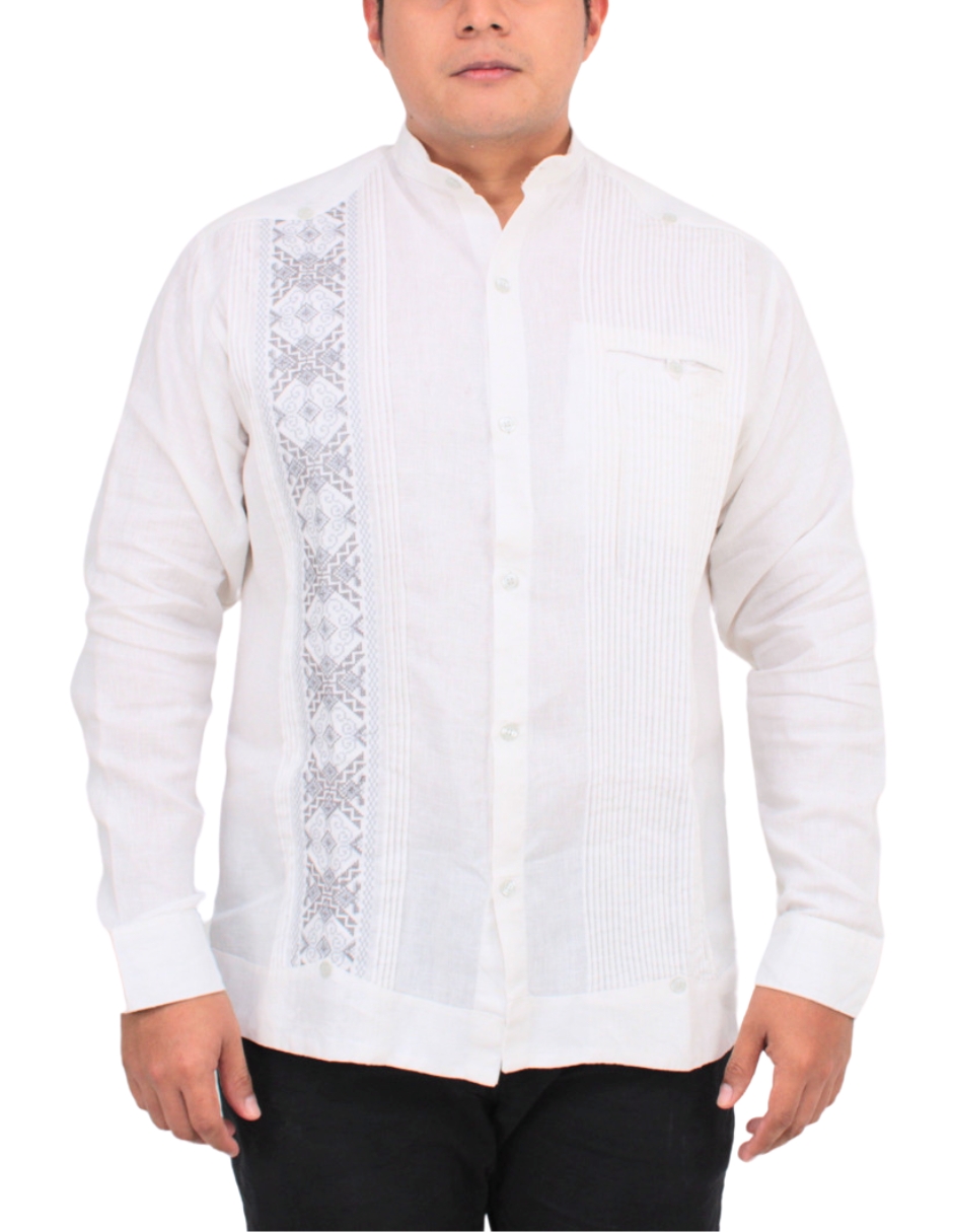 Guayabera Teya Artesanal De Lino Manga Larga Para Hombre