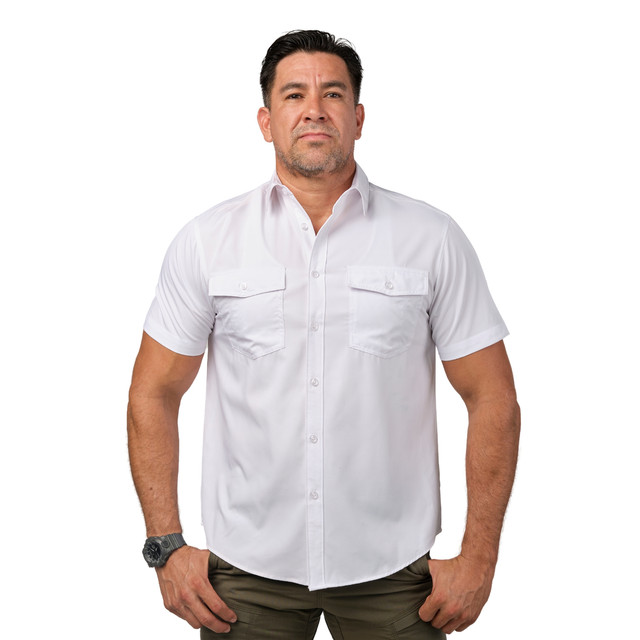 Camisa Huggo Valentino Manga Corta Tipo Pescador Blanco Hvss115-01