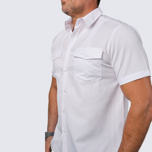 Foto 2 | Camisa Huggo Valentino Manga Corta Tipo Pescador Blanco Hvss115-01