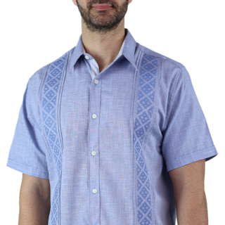 Foto 3 | Camisa Bordada Tipo Guayabera Marca Rams Cottons Modelo Teya Color Azul Jaspe Look Lino Y Alforzas