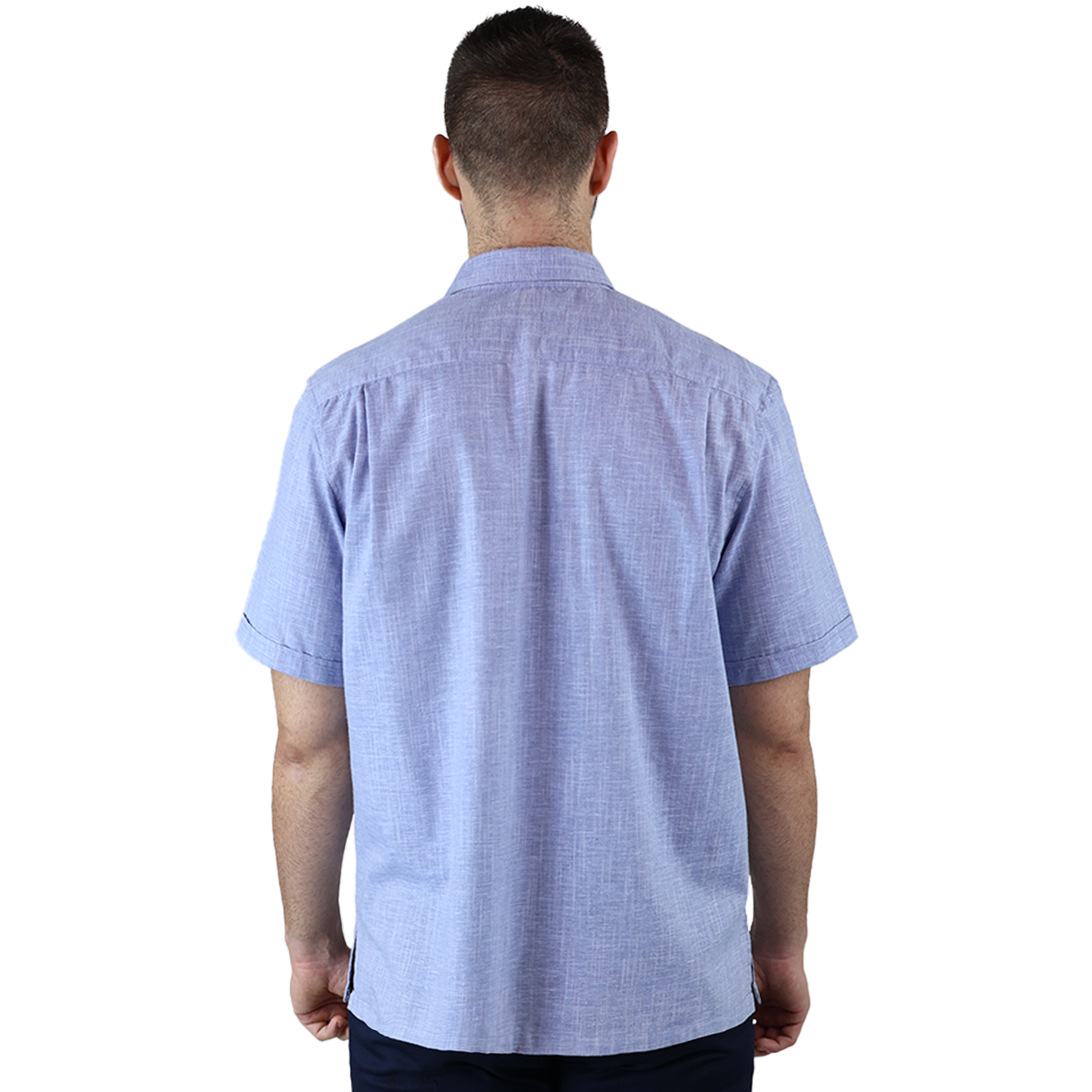 Foto 5 pulgar | Camisa Bordada Tipo Guayabera Marca Rams Cottons Modelo Teya Color Azul Jaspe Look Lino Y Alforzas