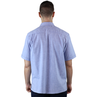 Foto 4 | Camisa Bordada Tipo Guayabera Marca Rams Cottons Modelo Teya Color Azul Jaspe Look Lino Y Alforzas