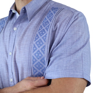 Foto 5 | Camisa Bordada Tipo Guayabera Marca Rams Cottons Modelo Teya Color Azul Jaspe Look Lino Y Alforzas